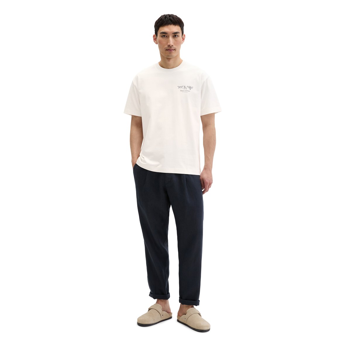 T-shirt loose avec impression dans le dos blanc naturel, MARC O'POLO