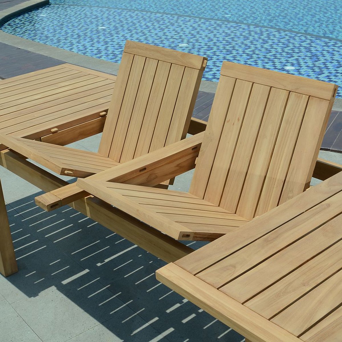 Salon de jardin teck massif Cancun, 10 places naturel, TECK ATTITUDE