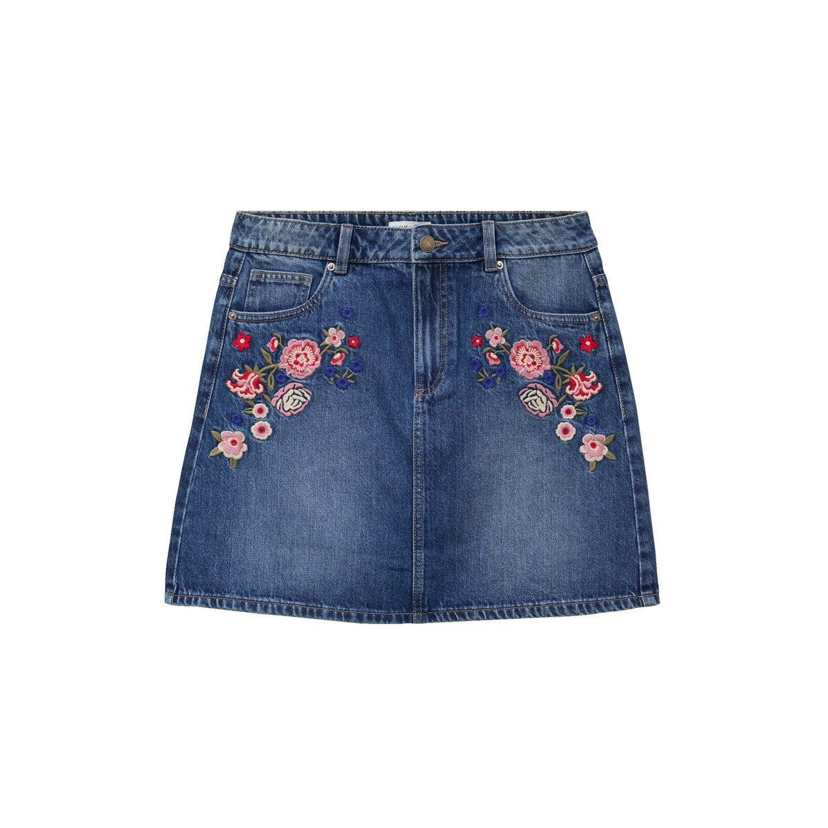 Jupe droite courte en jean denim stone, CACHE CACHE