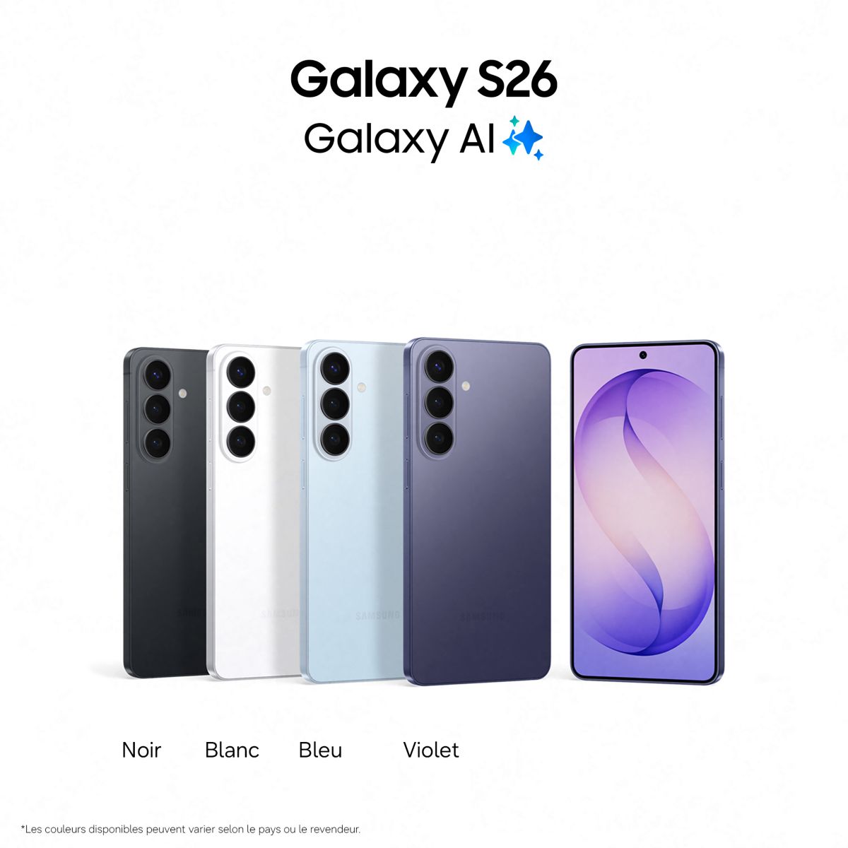 Smartphone Galaxy S26 Violet 512Go couleur unique, SAMSUNG