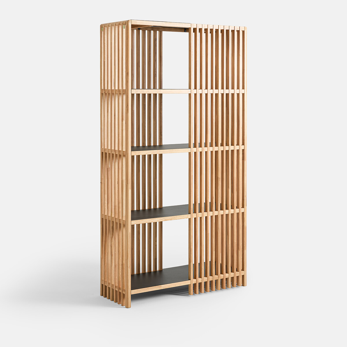 Bücherregal oder Raumteiler JAC aus massiver Eiche und Stahl eiche/schwarz, LA REDOUTE INTERIEURS