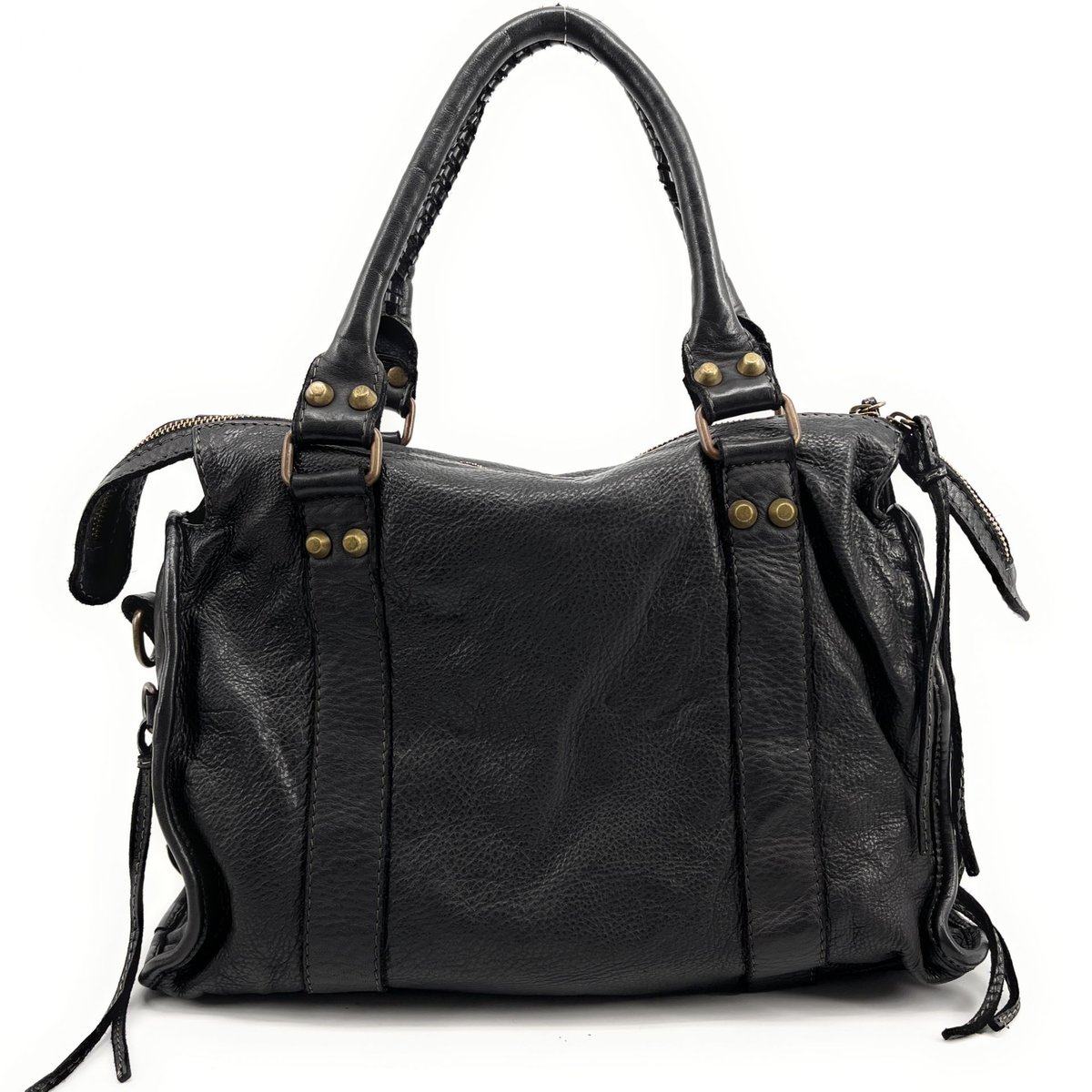 Sac à main femme en cuir vintage STORM ROCK Noir back to black, OH MY BAG