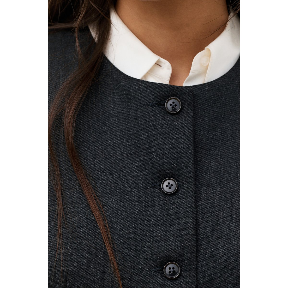 Veste droite col rond laine VCAPUCIN gris, CAROLL
