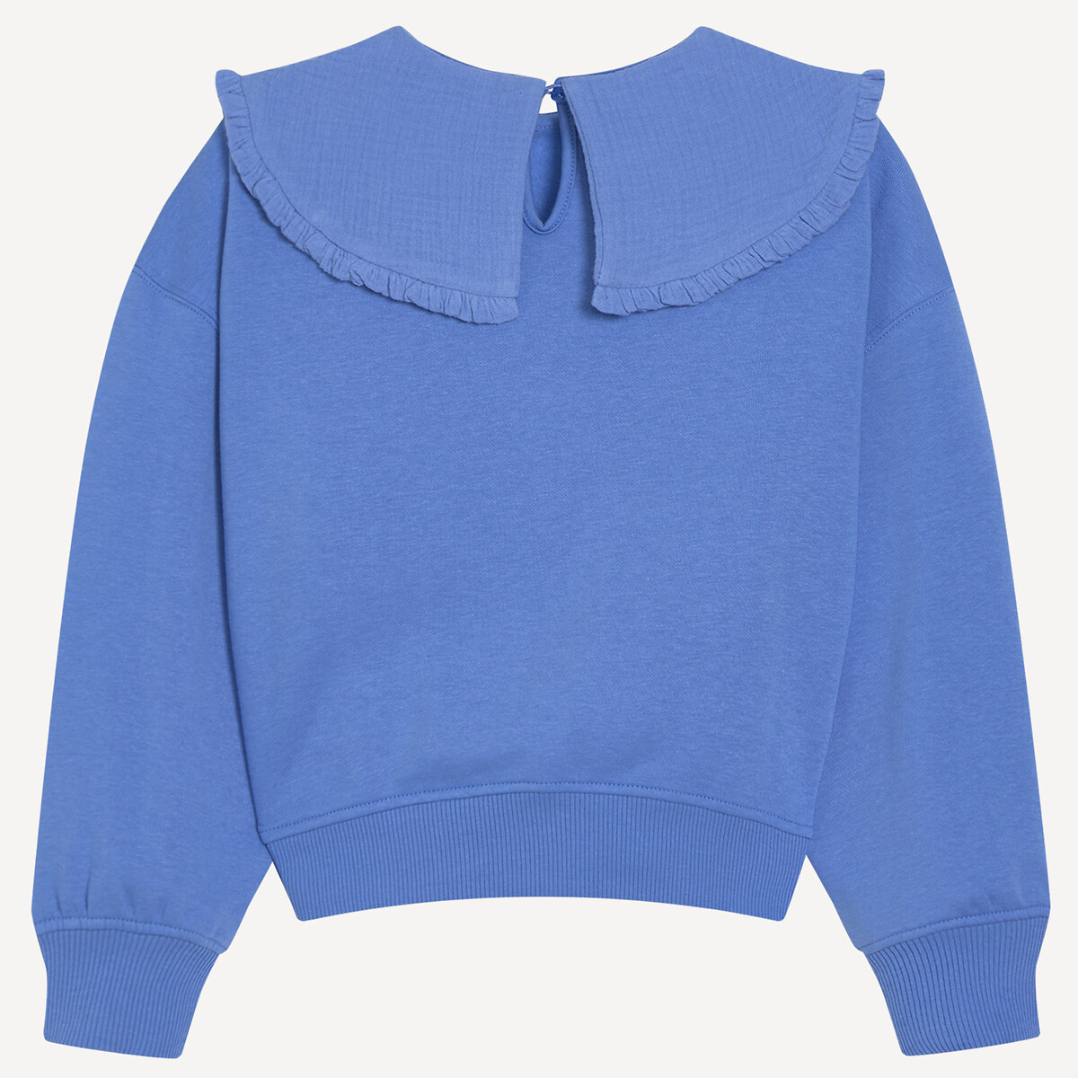 Sweat col claudine avec message, en molleton bleu, LA REDOUTE COLLECTIONS
