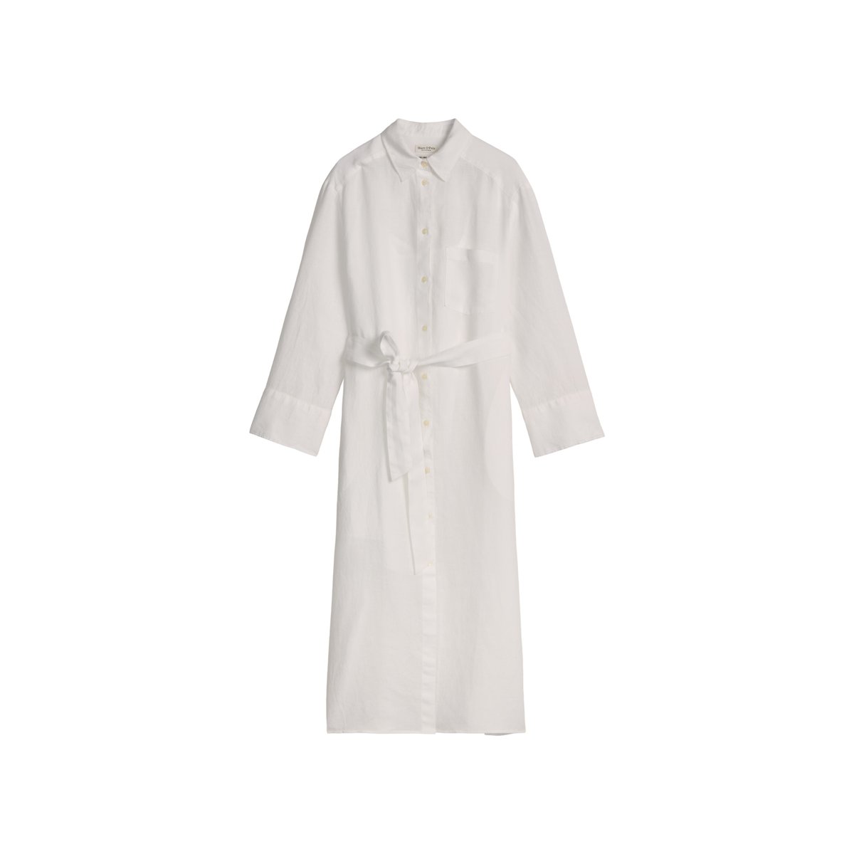 Robe-chemise en lin wide avec bandeau à la taille blanc, MARC O'POLO