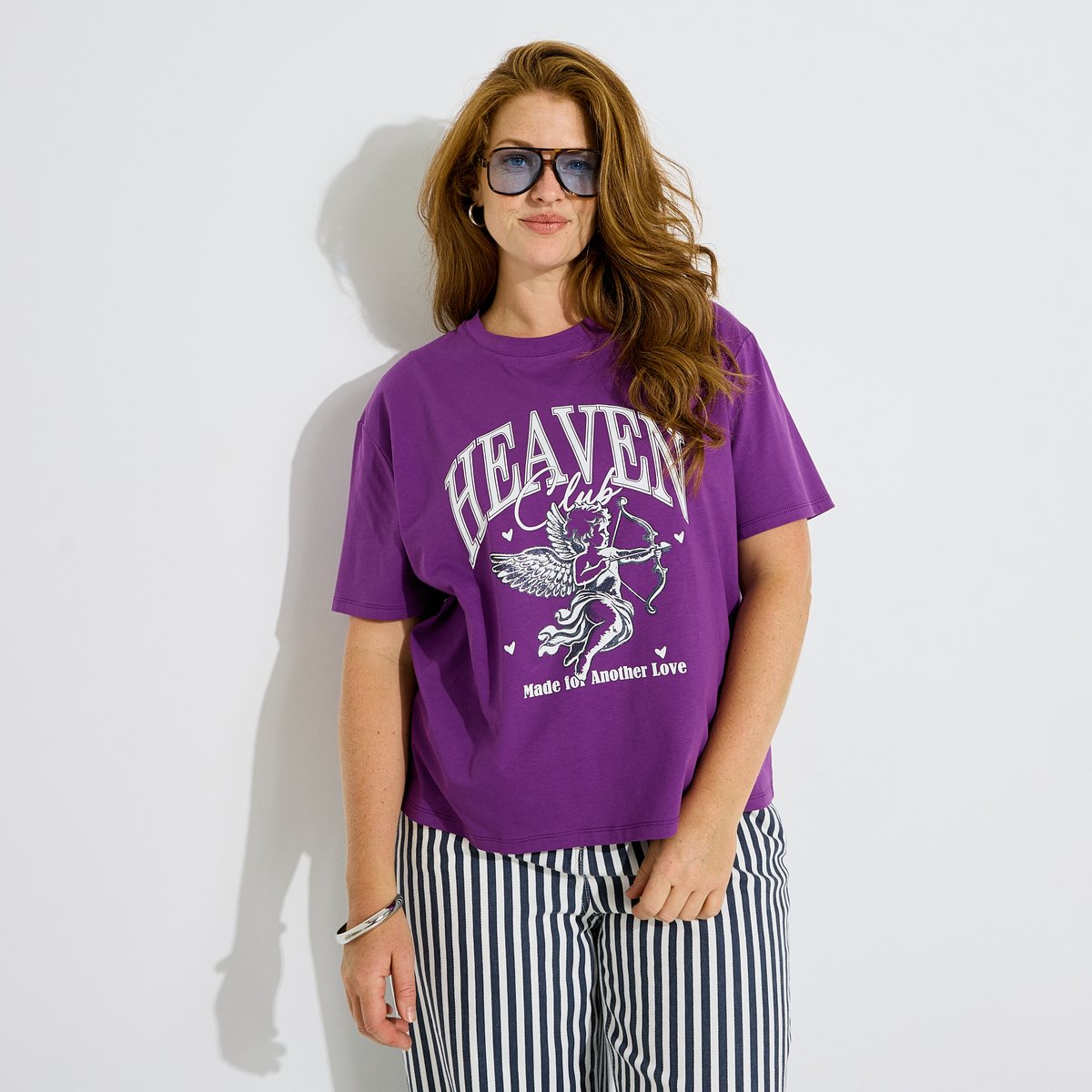 T-shirt manches courtes imprimé rose violet, GRAIN DE MALICE