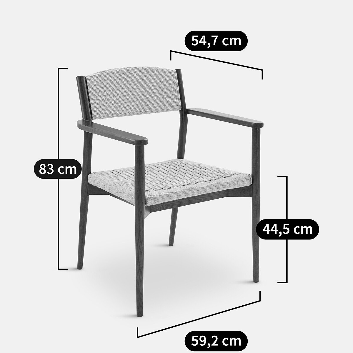 Sillón de mesa de fresno macizo y trenzado, Dorau tinte color nogal, LA REDOUTE INTERIEURS