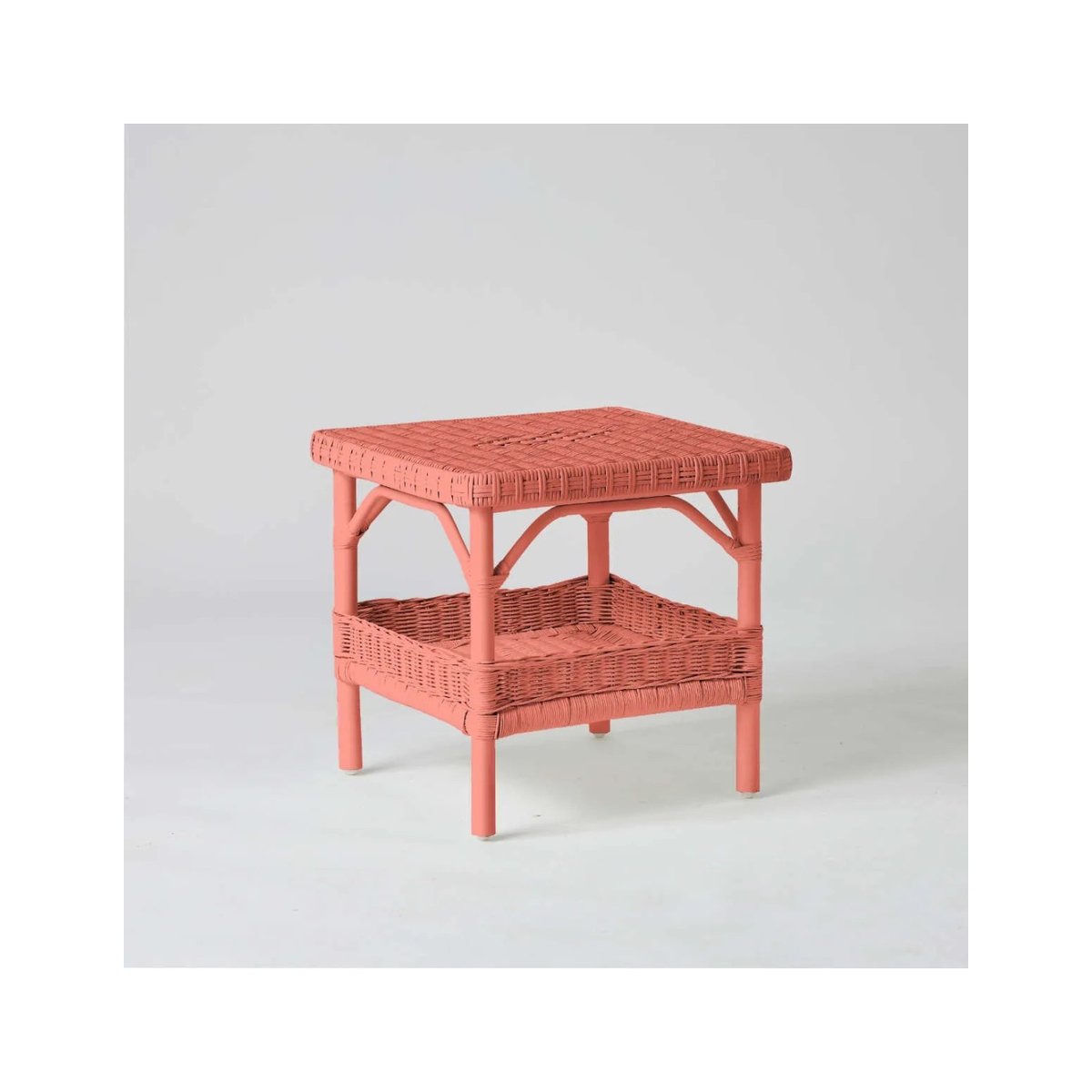 Table basse carrée en rotin PRIMAVERA laqué vert gazon rose, KOK
