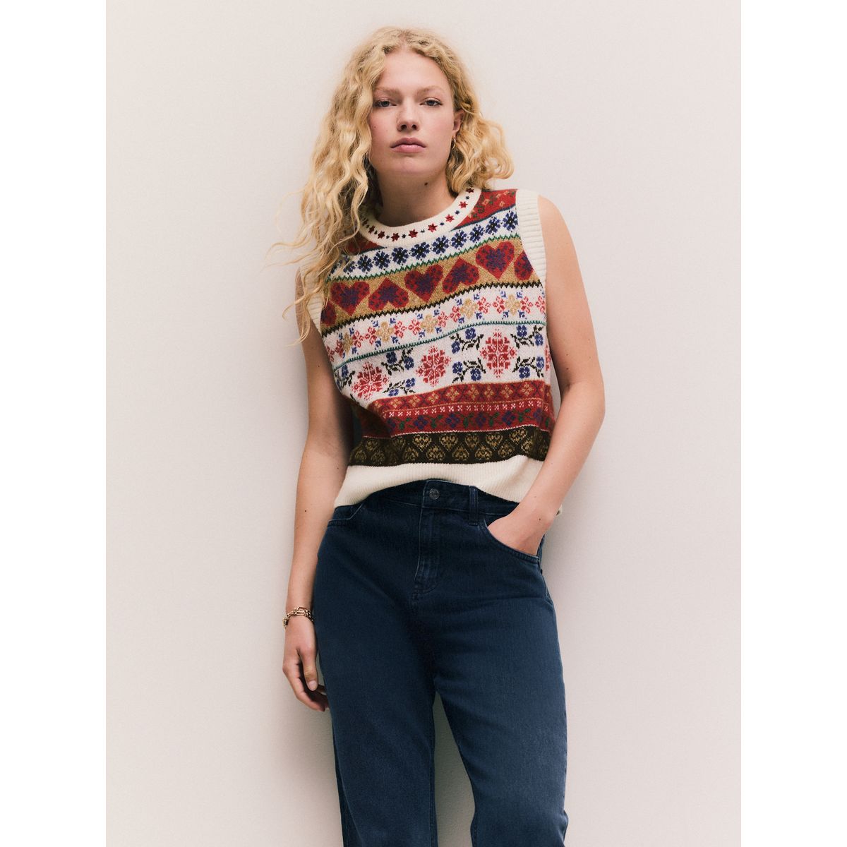 Débardeur en maille contenant de la laine fairisle multiple, NEXT