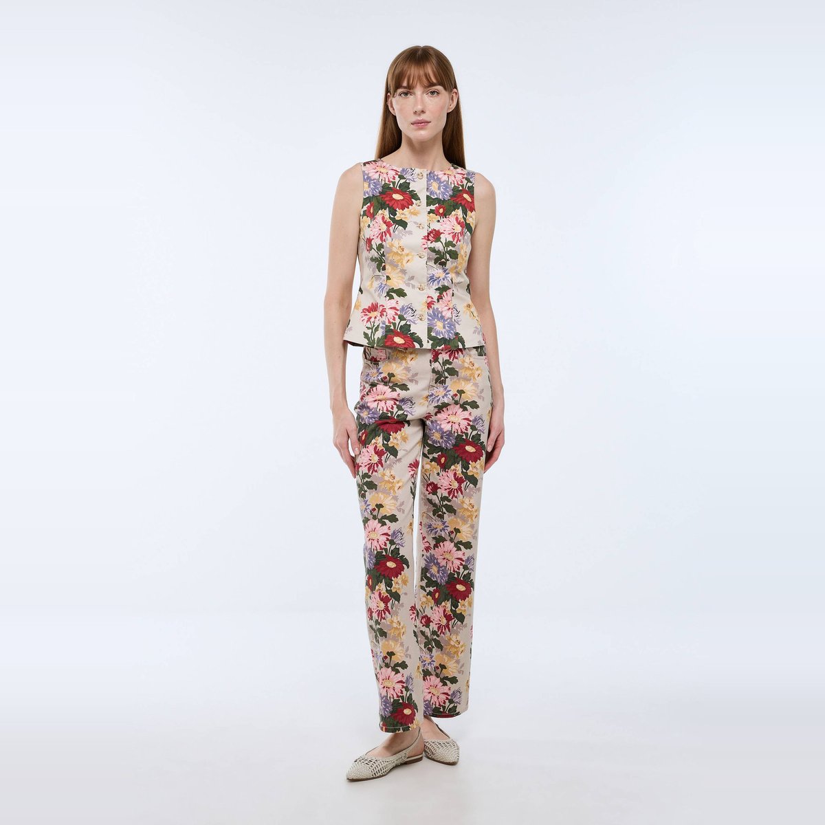 Pantalon imprimé à taille descendue multi co, MONOPRIX