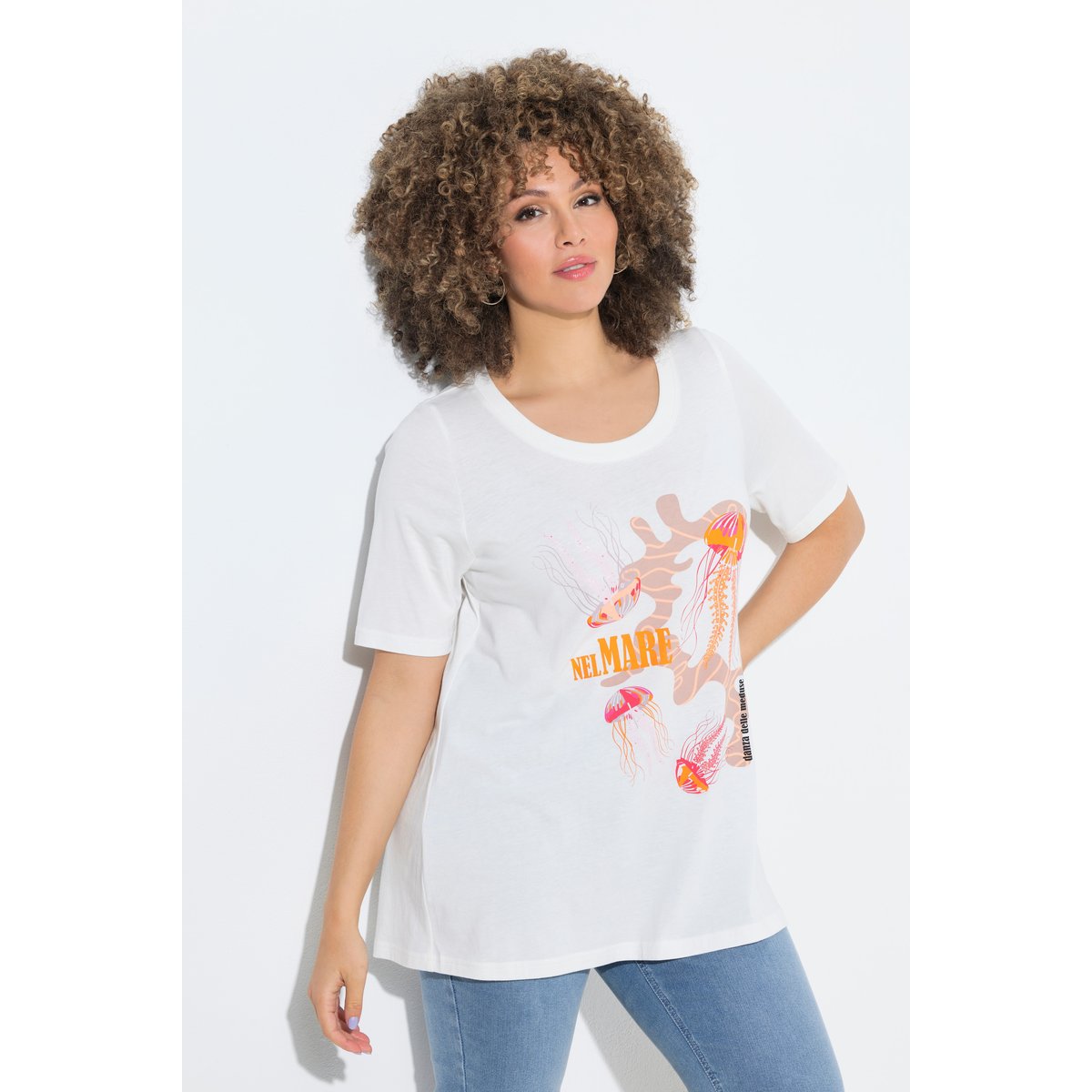 T-shirt en modal mélangé blanc cassé, ULLA POPKEN