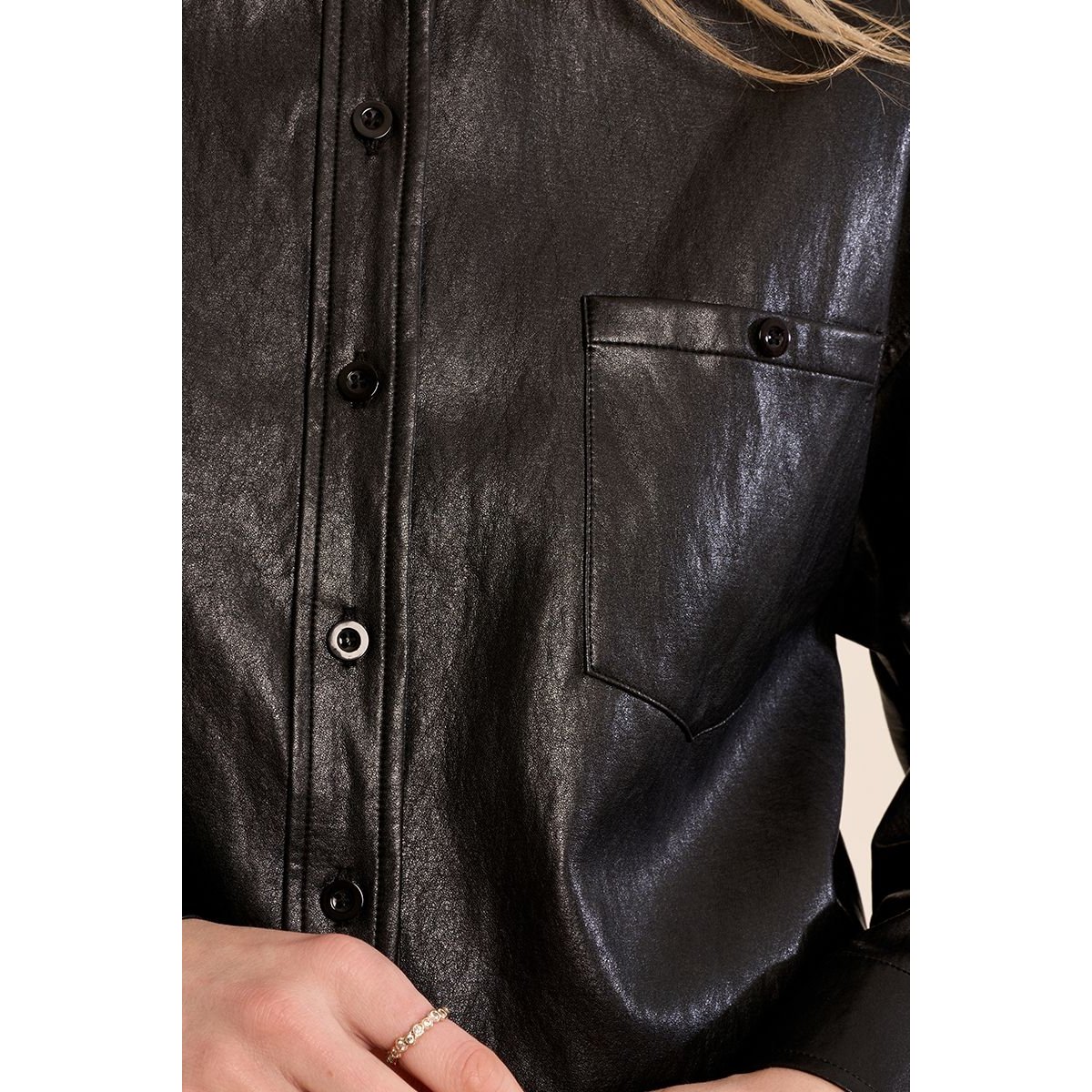 Veste en simili-cuir courte noir, MOLLY BRACKEN