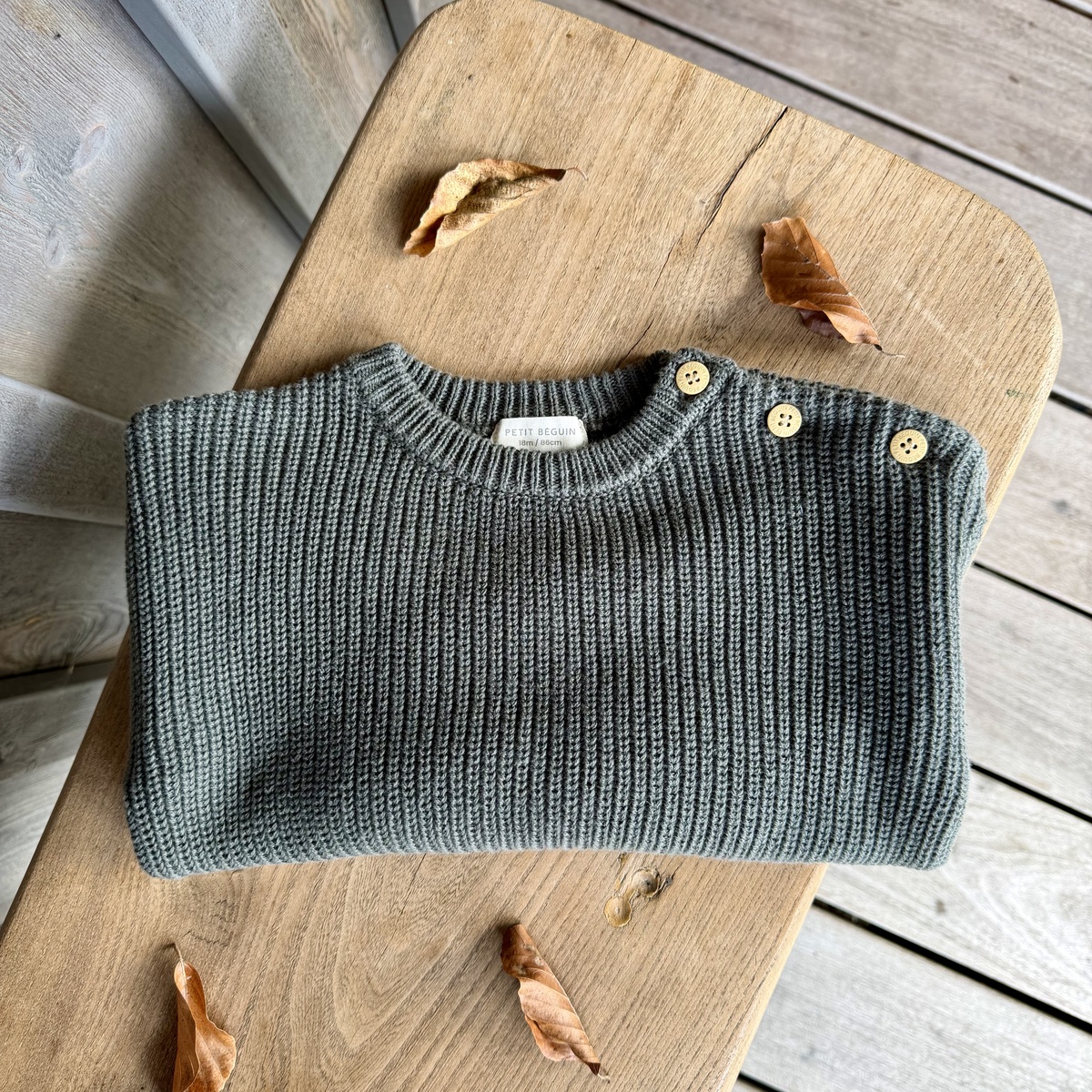Pull enfant en tricot Ubatuba vert, PETIT BEGUIN