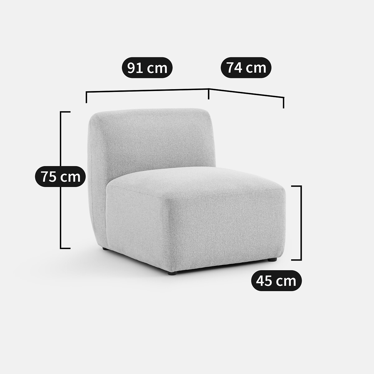 Chauffeuse modulable, en tissu texturé chiné, JASPE ecru, LA REDOUTE INTERIEURS