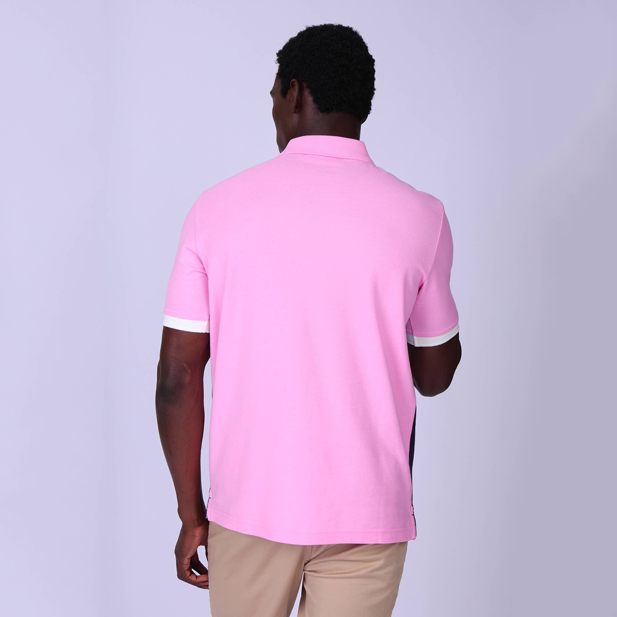 Polo à grosses rayures rose clair, MISE AU GREEN