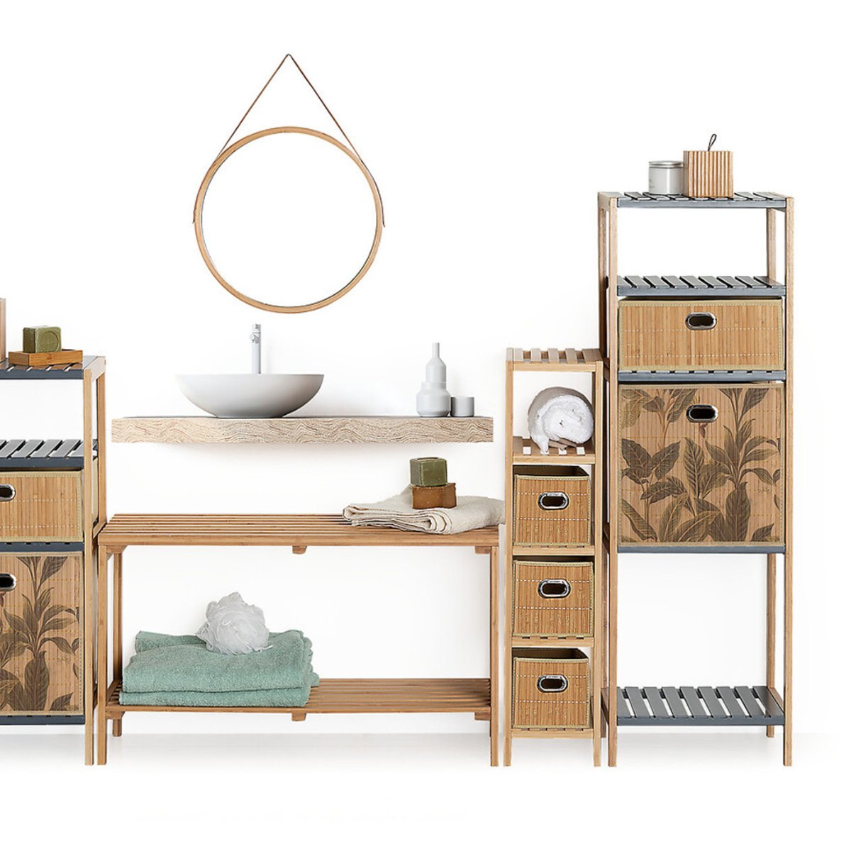 Panier de rangement à lattes en bambou MIX'N MODUL marron, 5FIVE SIMPLY SMART