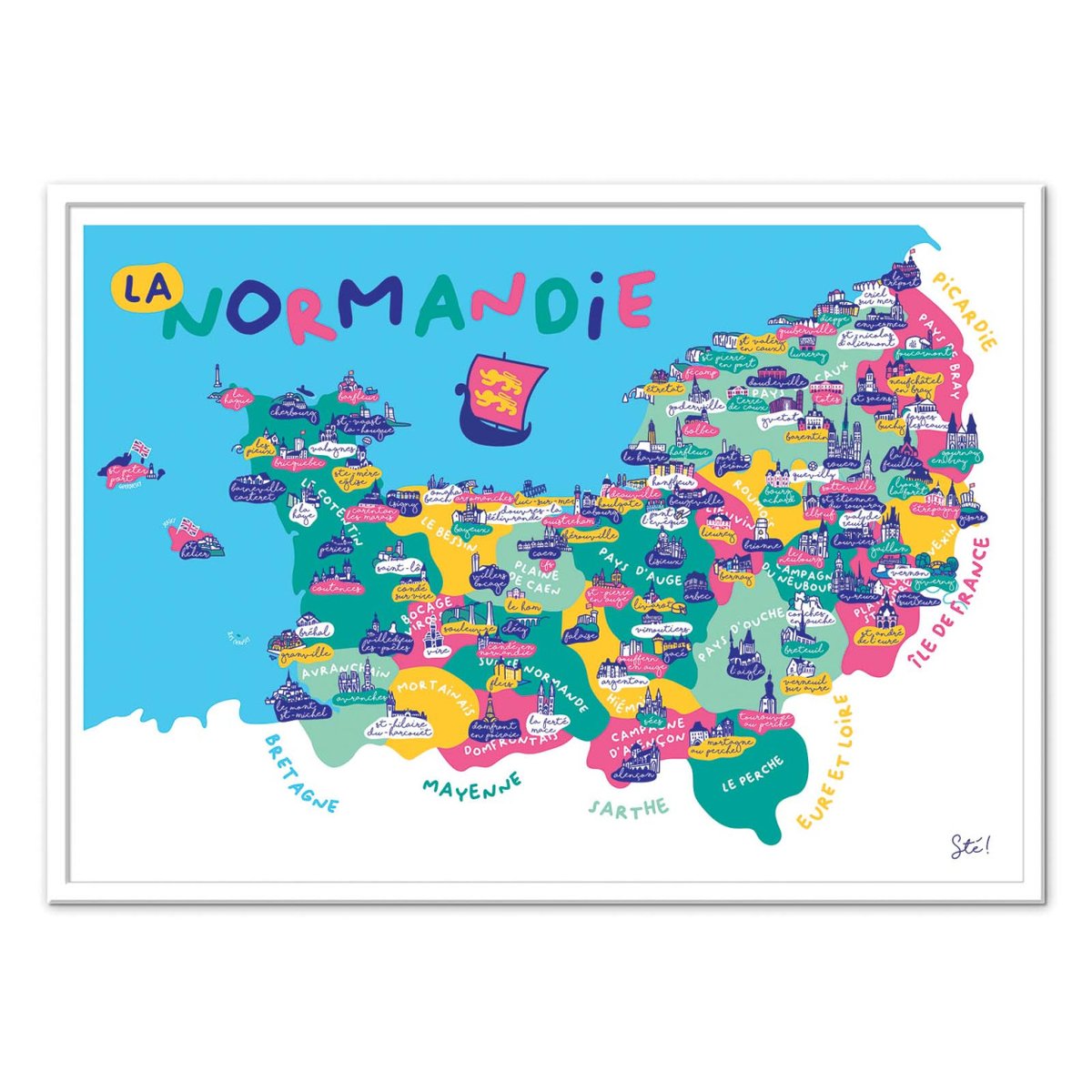 Affiche d'art - Normandie - Sté! couleur unique, WALL EDITIONS