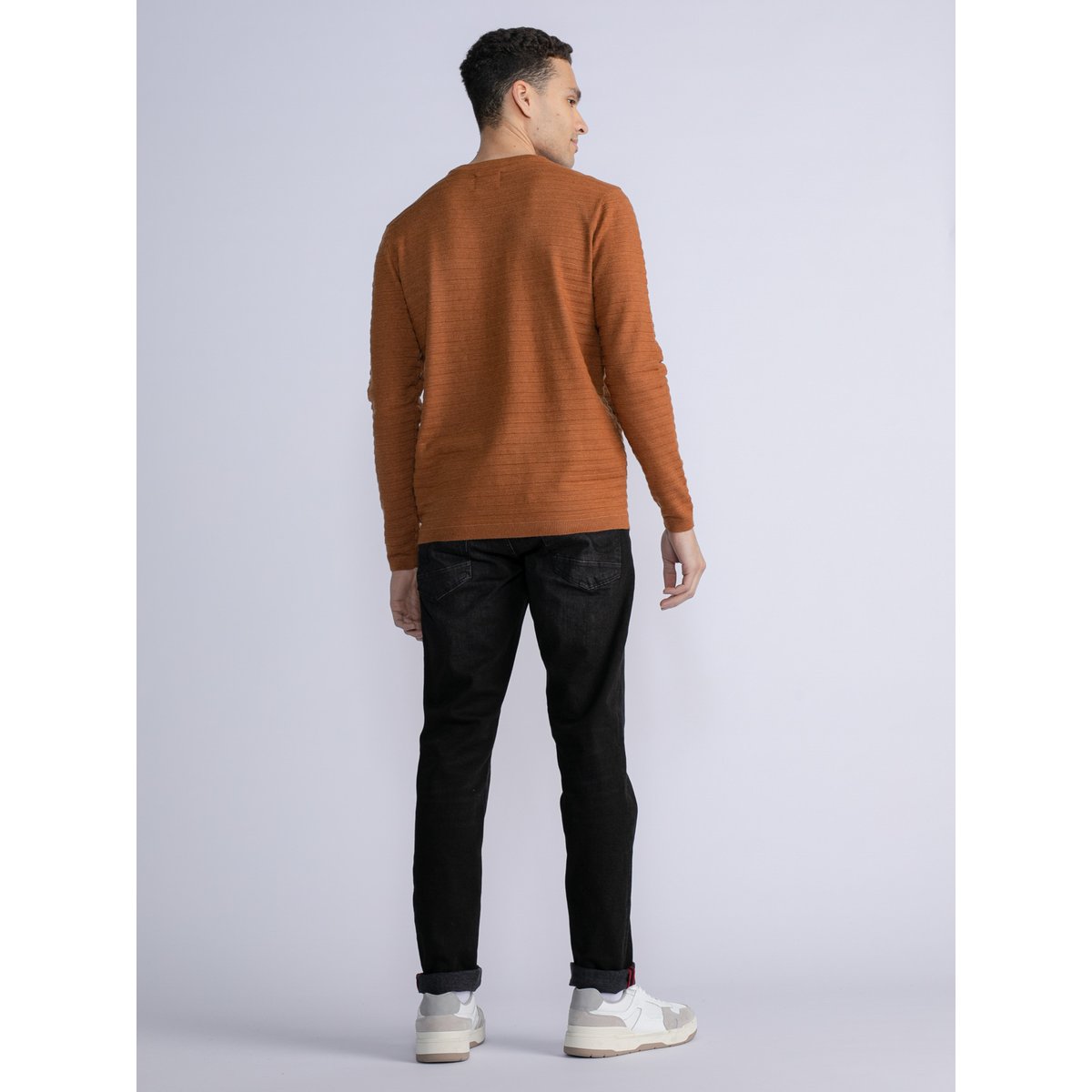 Pull en maille côtelée crest hill marron almond, PETROL INDUSTRIES