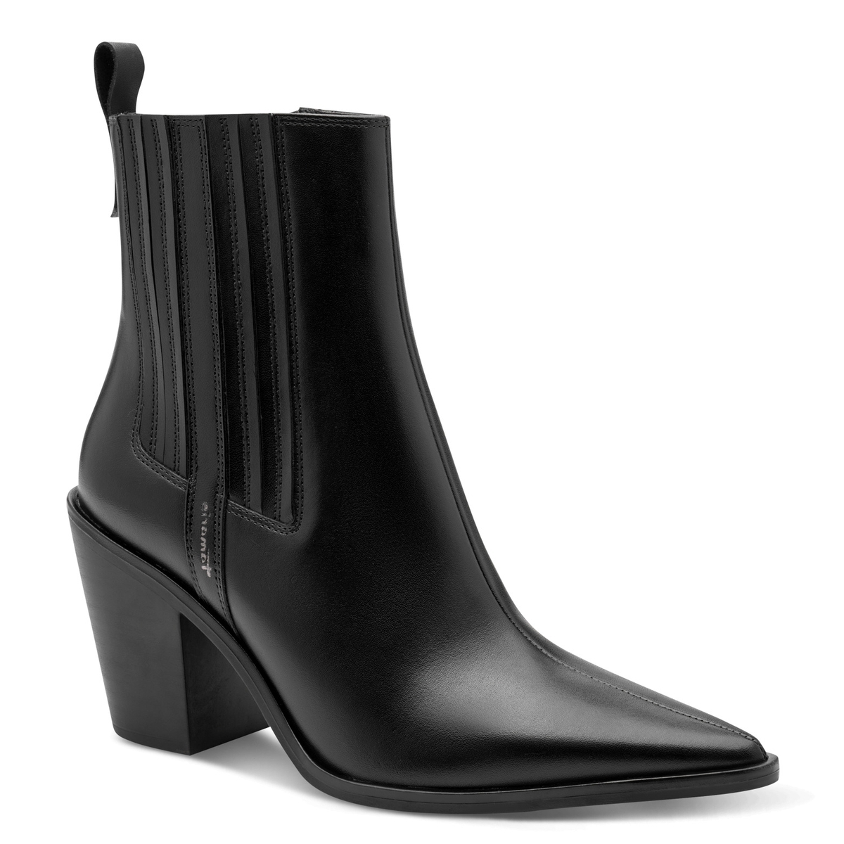 Bottine en cuir noir, TAMARIS