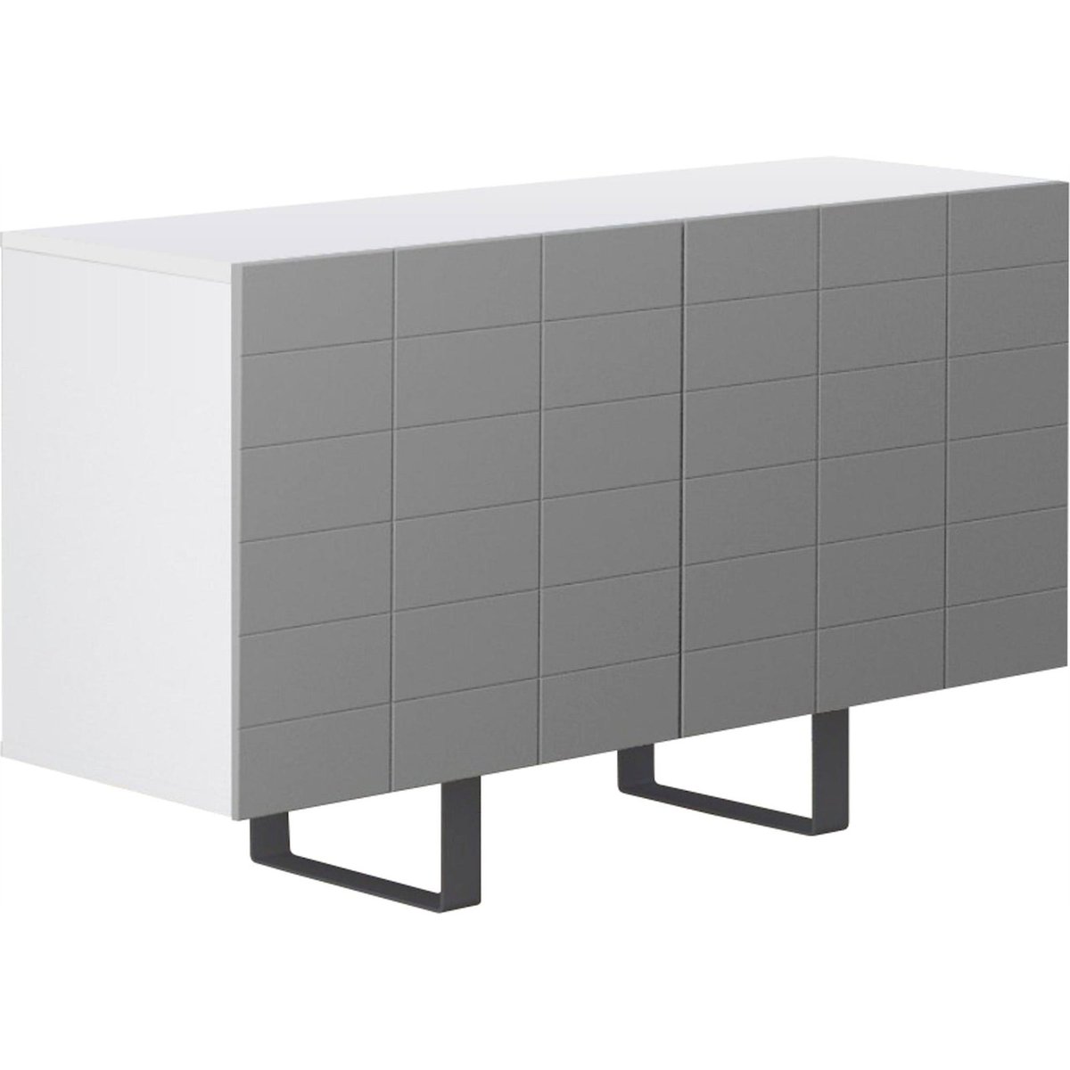 Buffet façades rainurées collection ANTOINETTIE gris et blanc, RECOLLECTION