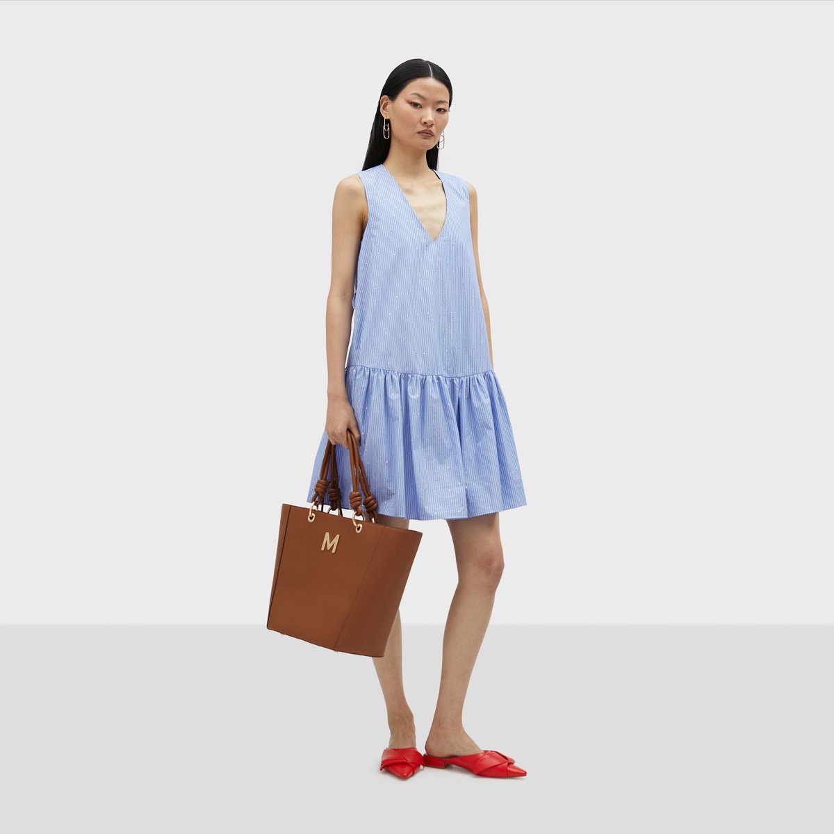 Robe courte avec jupe plissée ciel, LOLA CASADEMUNT
