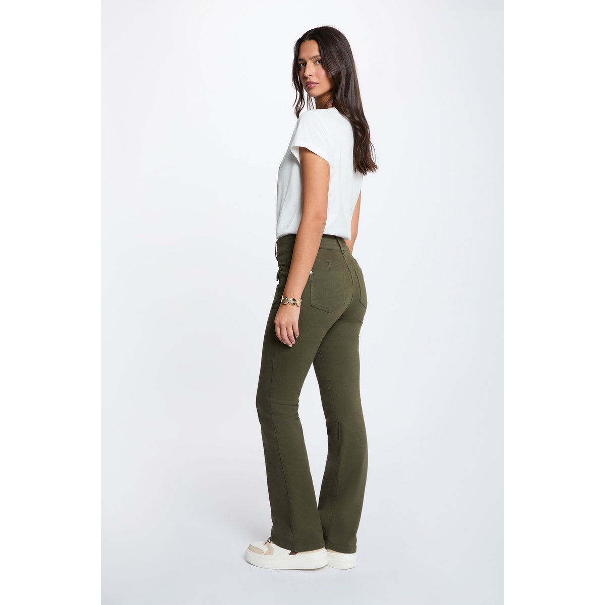 Pantalon bootcut vert kaki, MORGAN
