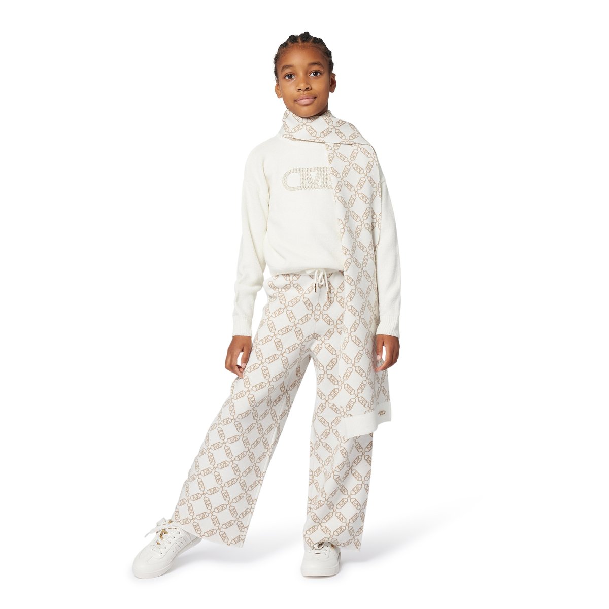Écharpe en tricot avec jacquard offwhite, MICHAEL KORS