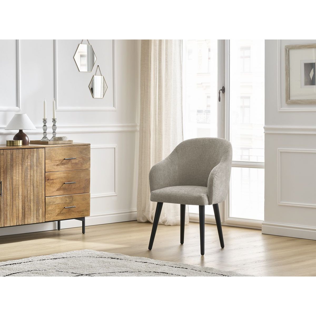 Chaise tissu texturé, SOPHIE beige, BOBOCHIC
