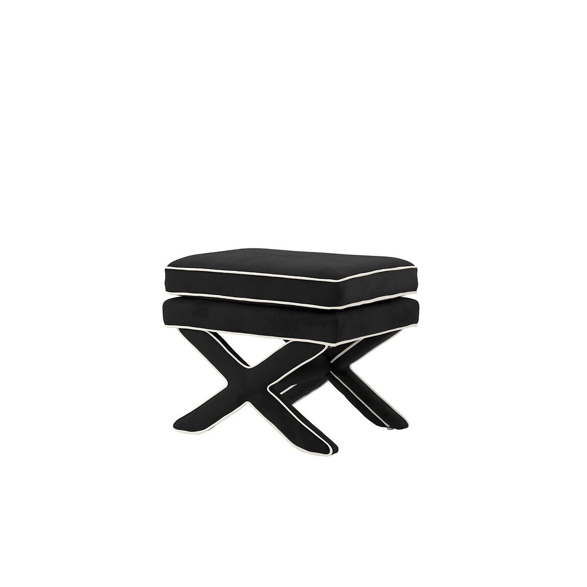 Rhett Pillow-Top Velvet Upholstered Low Stool black, ÉDITÉ