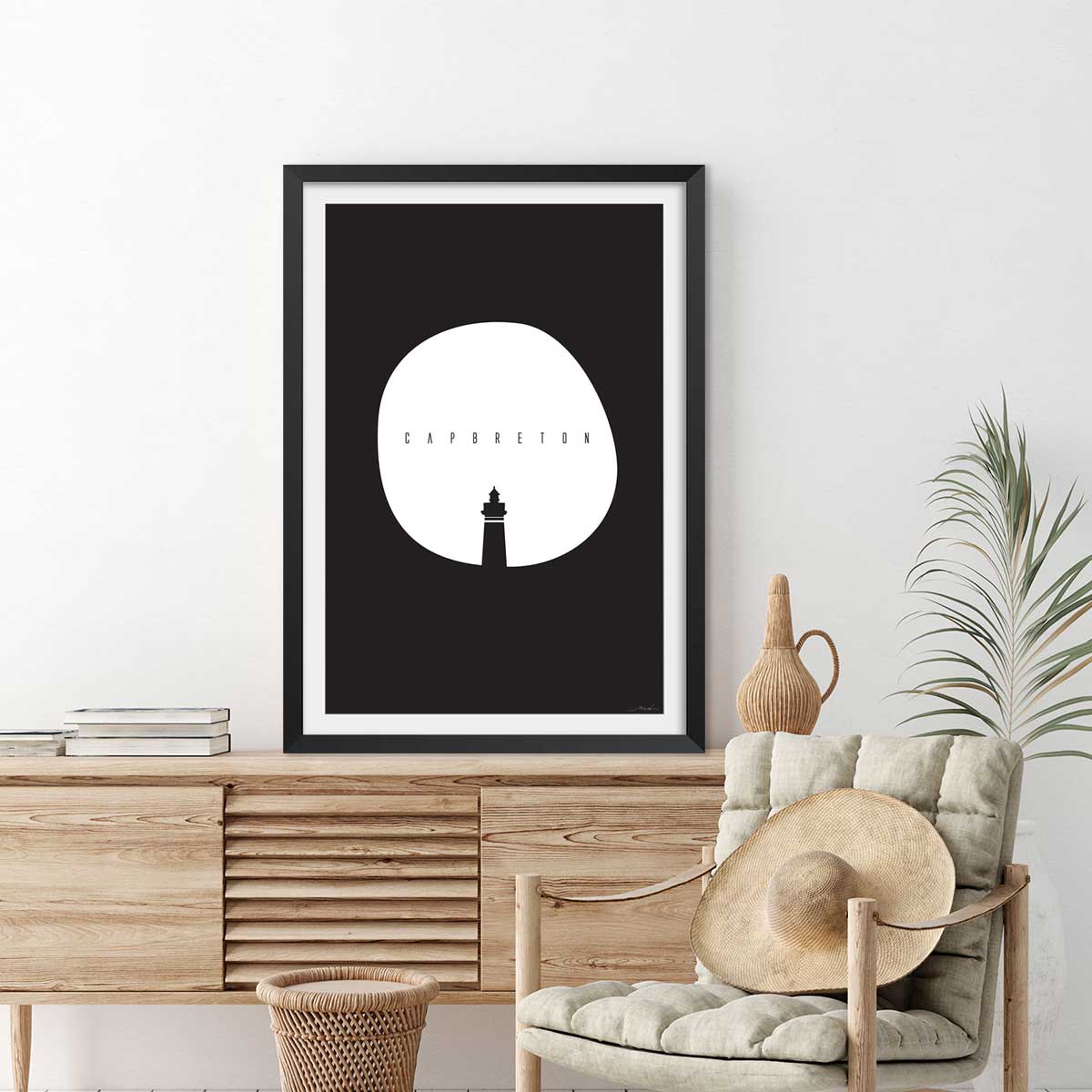 Affiche minimal capbreton affiche + cadre en bois - noir, HEXOA