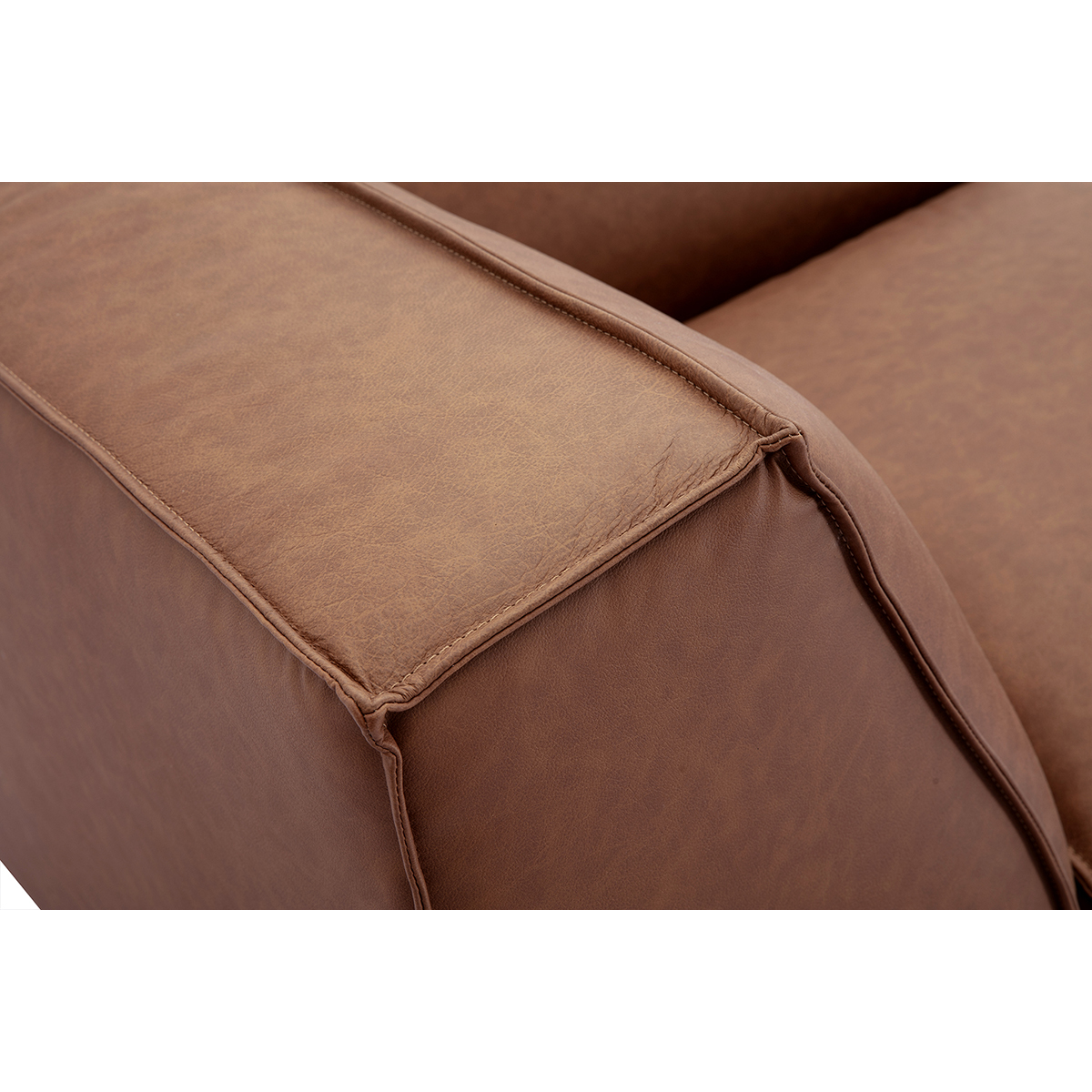 Module d'angle central pour canapé en tissu chenille beige SPLIT marron, MILIBOO