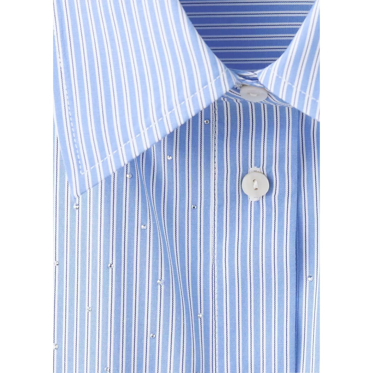 Chemise rayée avec strass bleu ciel, MANGO