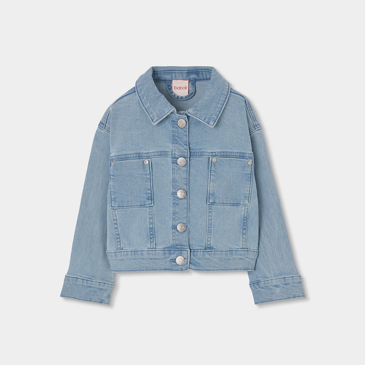 Veste en jean fillette coton délavé bleu, BOBOLI