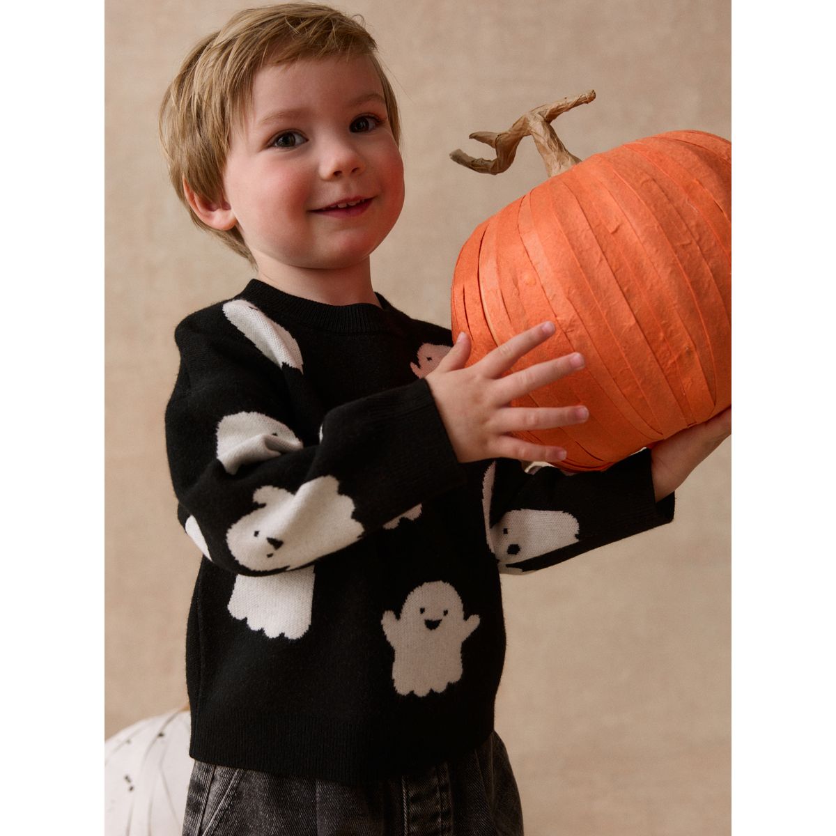 Pull ras du cou en maille halloween fantôme noir/blanc, NEXT