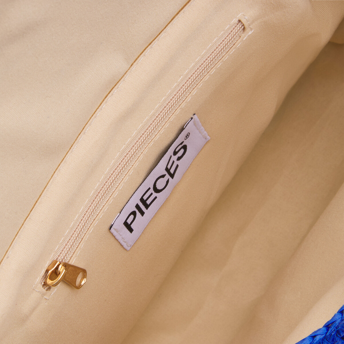 Borsa a tracolla piccola in paglia, Gamna blu, PIECES