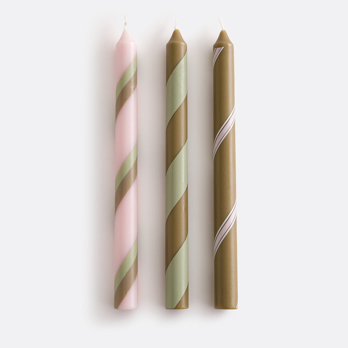 Lot de 3 bougies imprimées rayures, GEORGIO multicolore, LA REDOUTE INTERIEURS