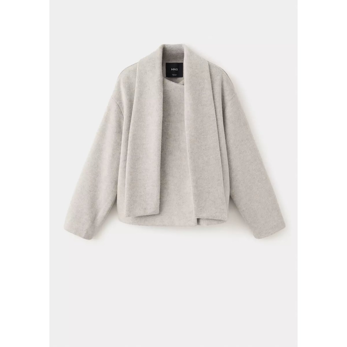 Veste en drap à col écharpe marron moyen, MANGO