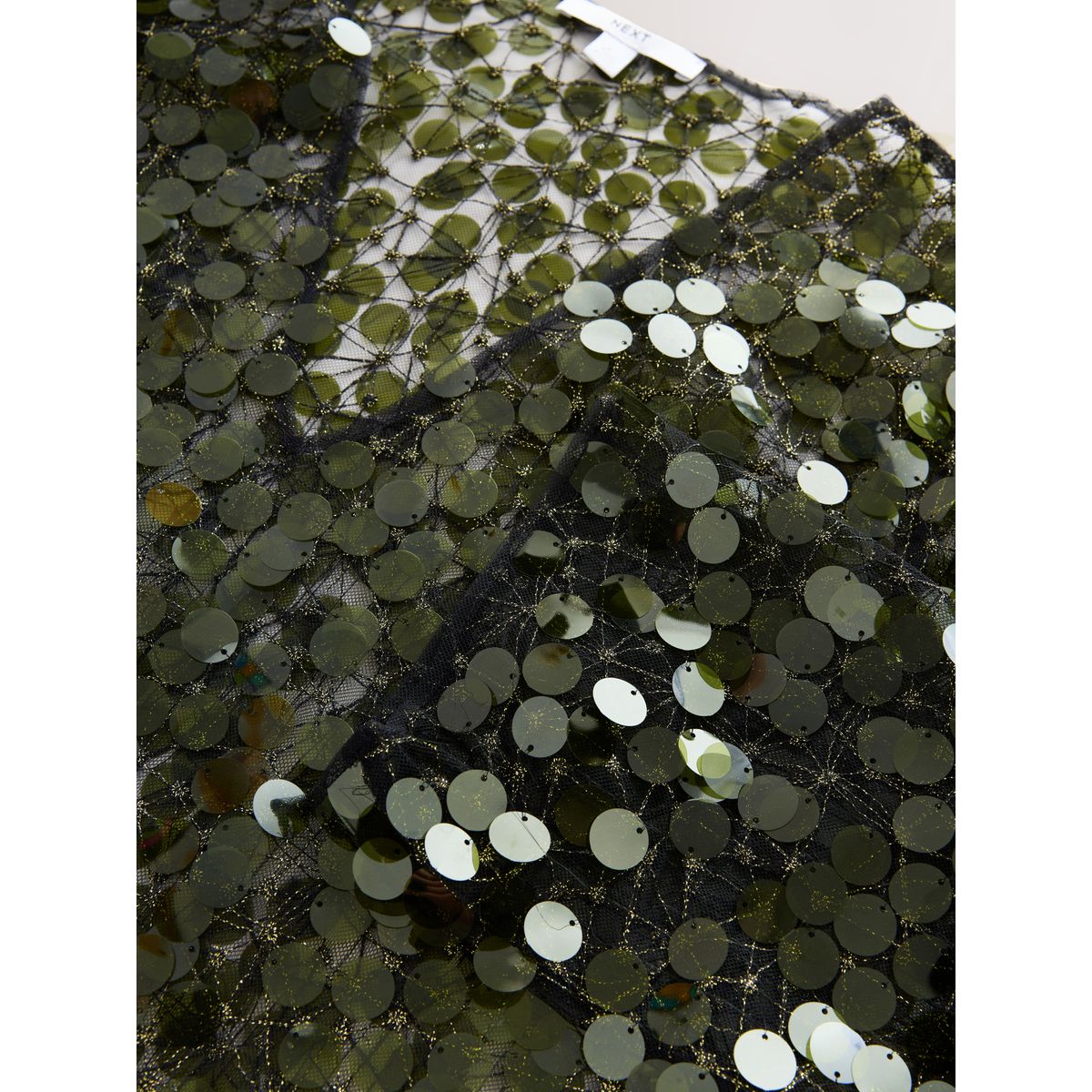 Haut à manches longues, col v et sequins vert, NEXT