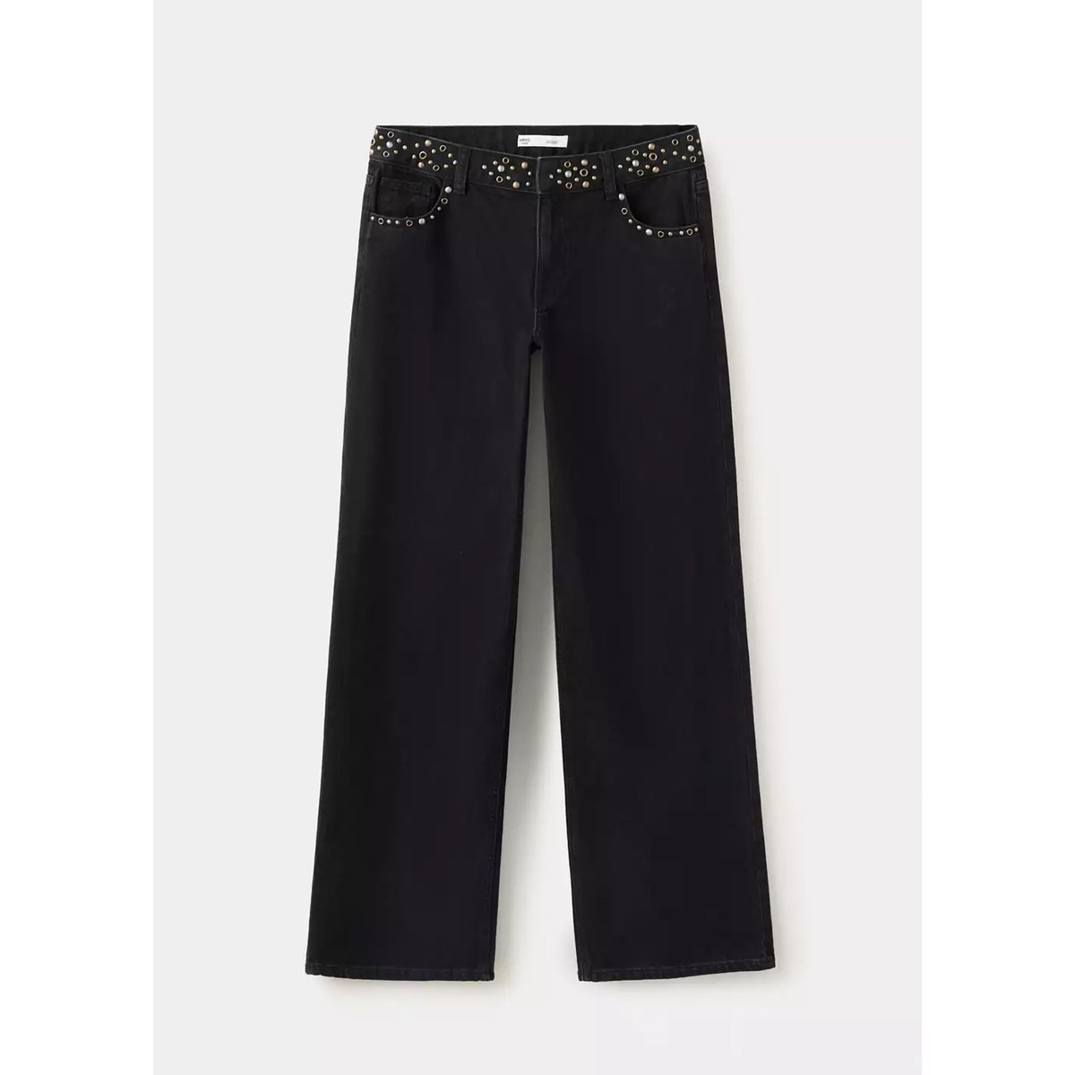 Jean taille basse avec œillets à la ceinture black denim, MANGO TEEN