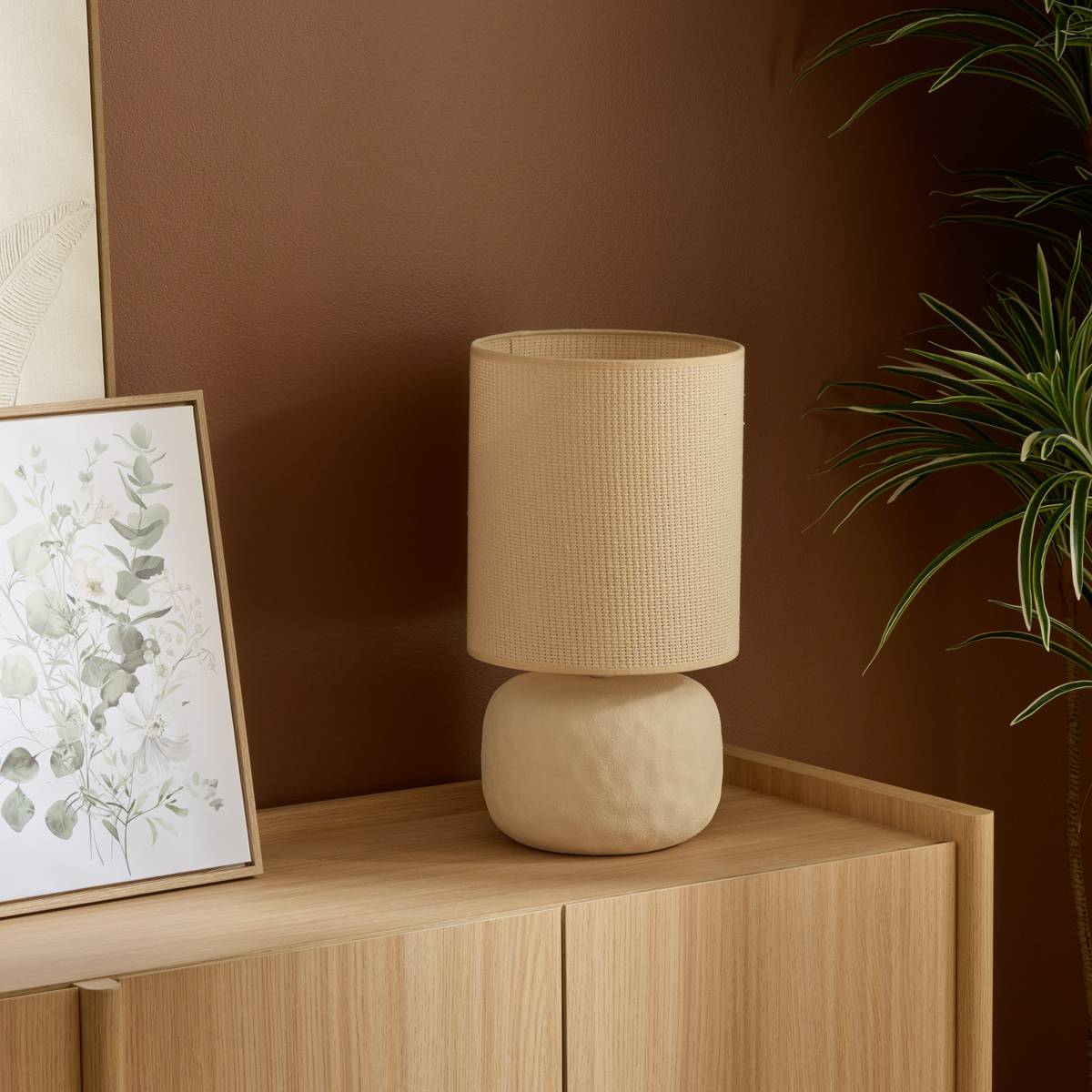 Lampe cylindrique OBINE beige, ATMOSPHERA