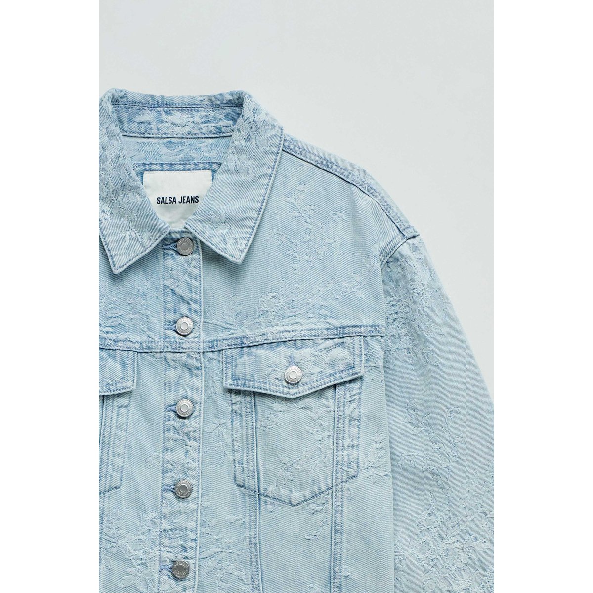 VESTE EN DENIM AVEC JACQUARD bleu turquoise, SALSA JEANS