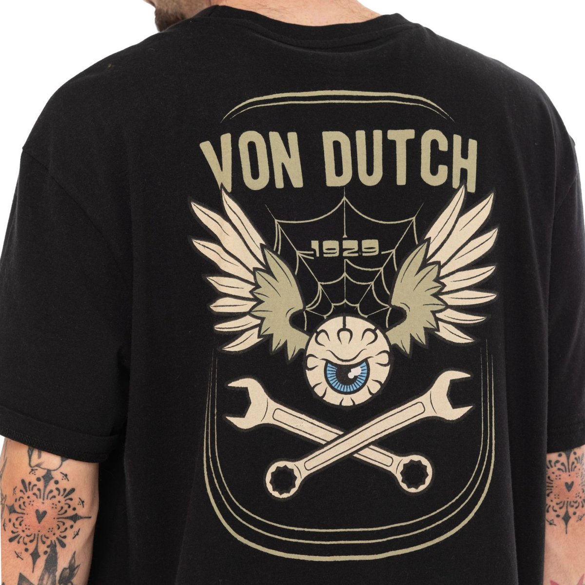 Tee shirt coton JACOB noir/vert/beige, VON DUTCH
