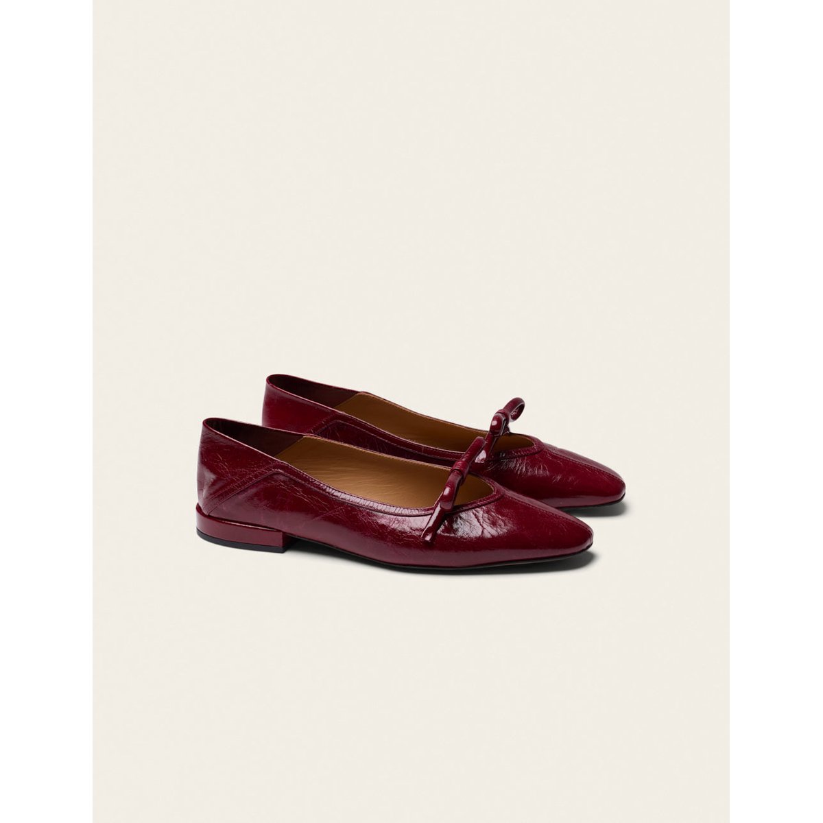 Ballerines ETEL cuir plissé bordeaux, ODAJE