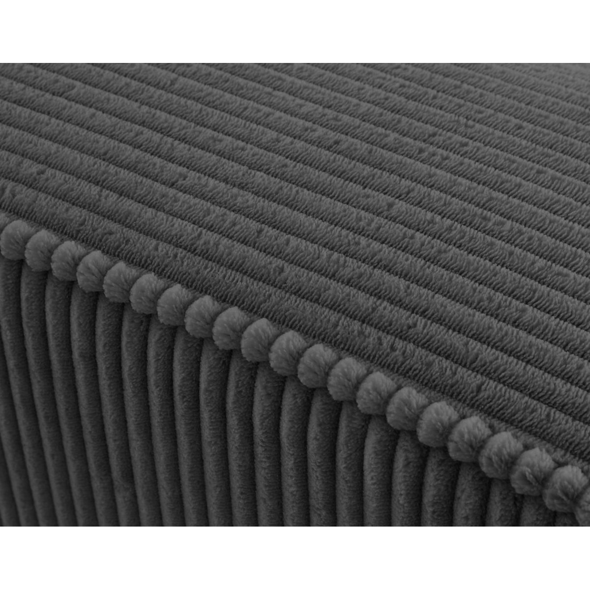 Topaze - Canapé droit 4 places avec double méridienne - assise profonde - en velours côtelé gris, BEST MOBILIER