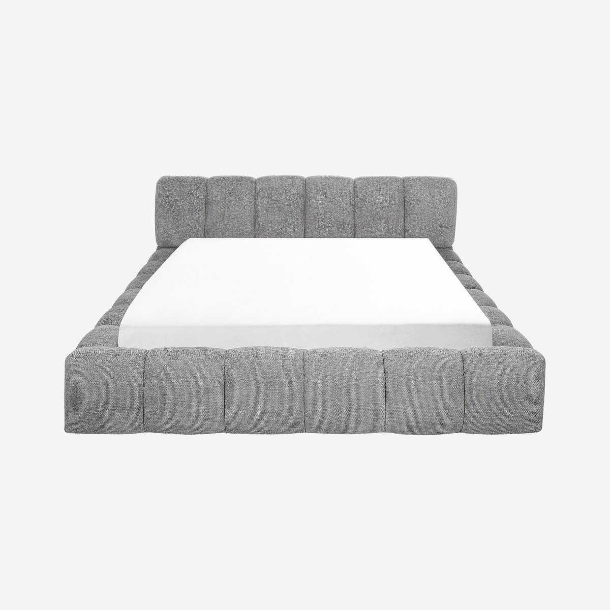 Lit coffre en tissu chenille SETANA gris, HABITAT