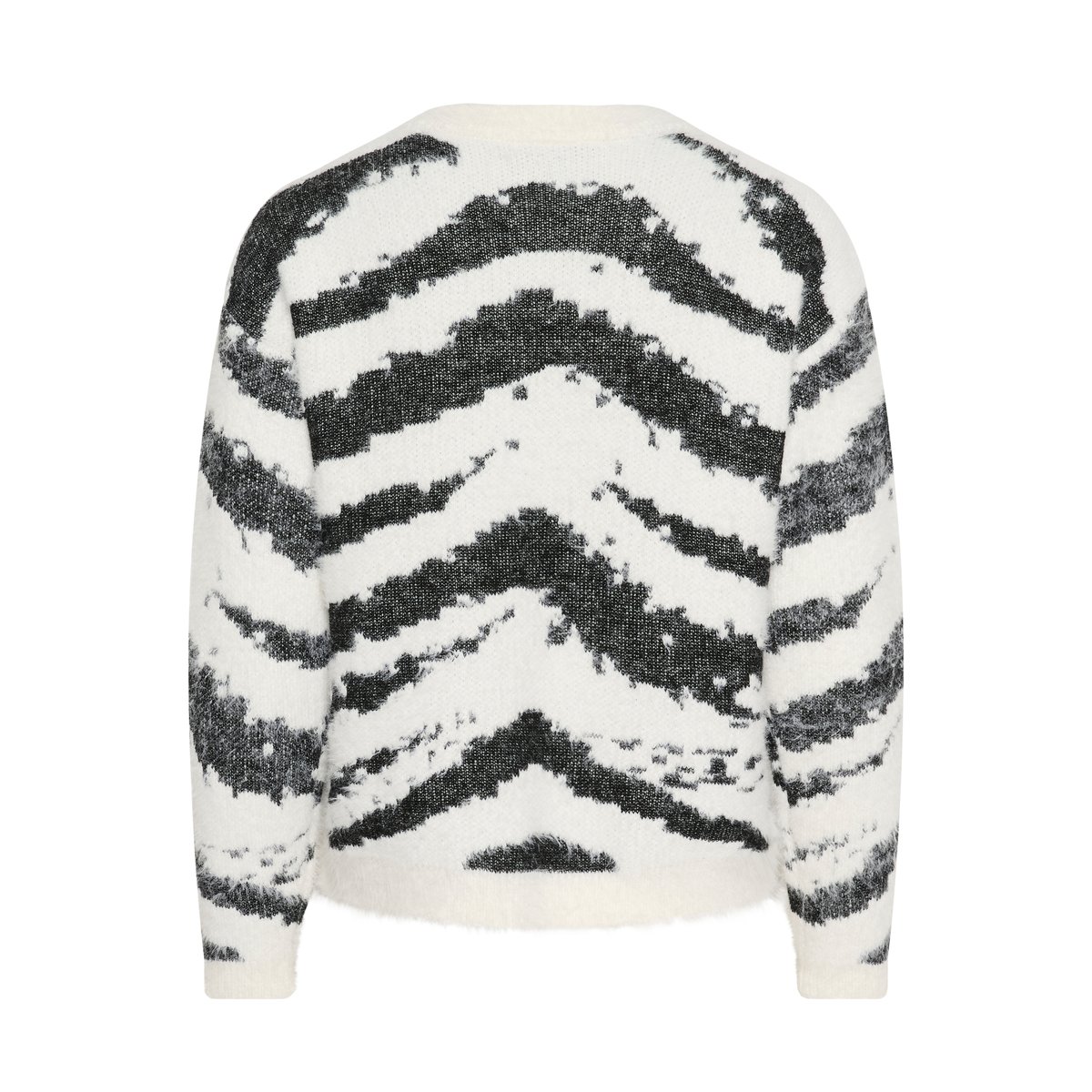 Pullover tricoté blanc noir chalk black animal, KAFFE