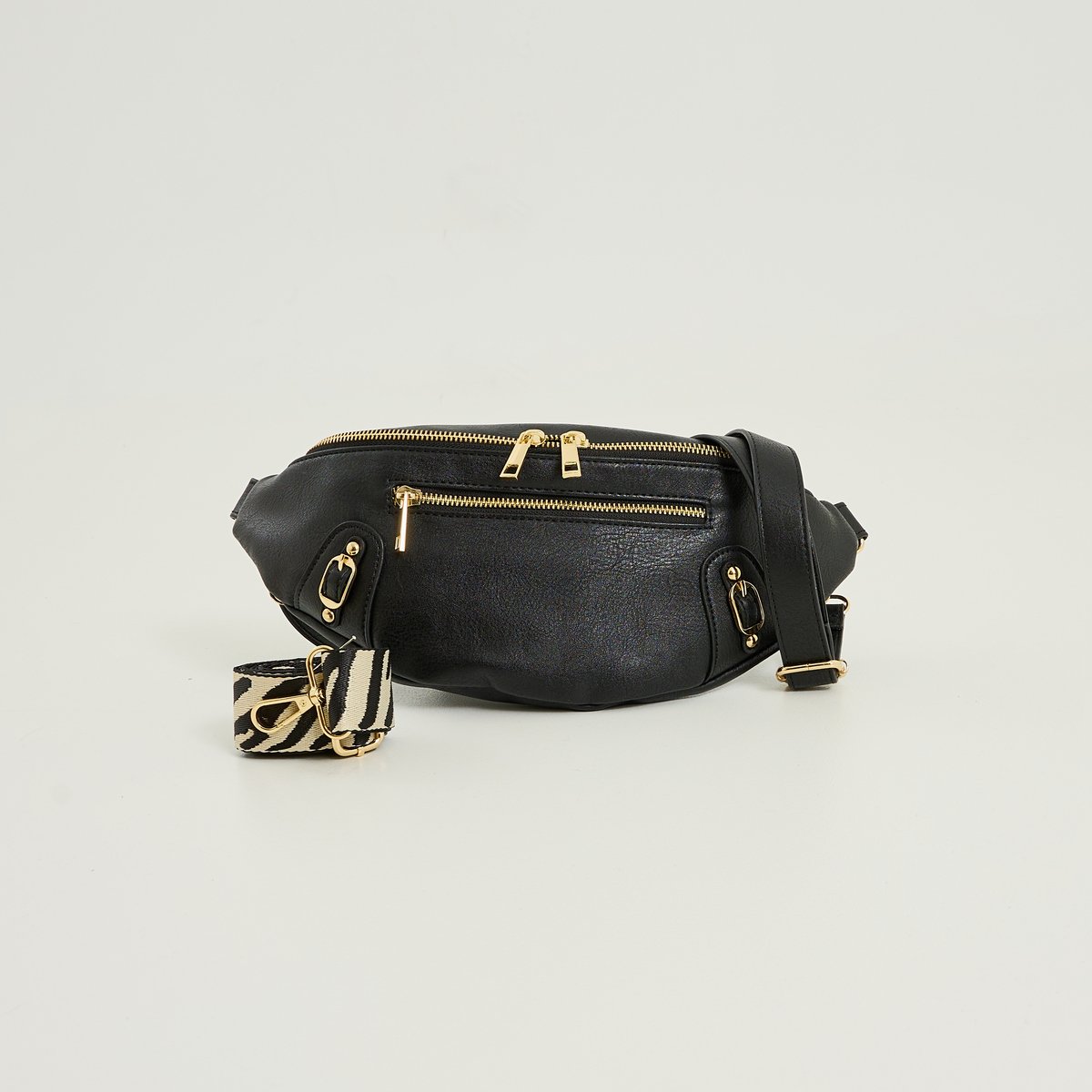 Sac banane deux sangles amovibles noir, GRAIN DE MALICE