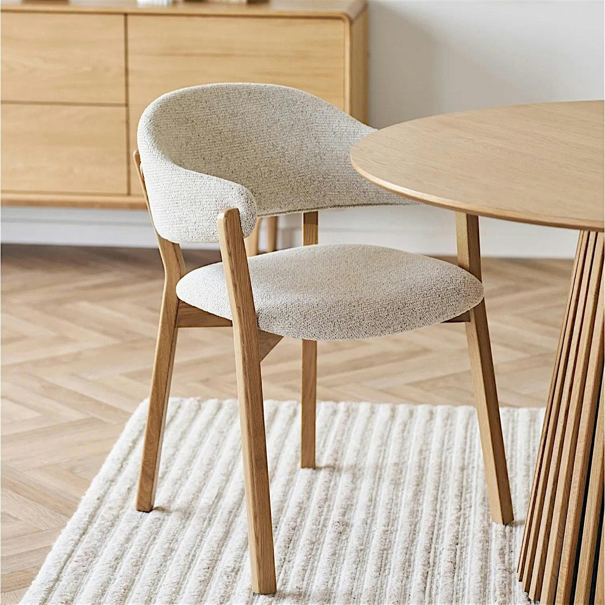 Fauteuil de table en bois et tissu beige (lot de 2) AMSTERDAM beige, PIER IMPORT