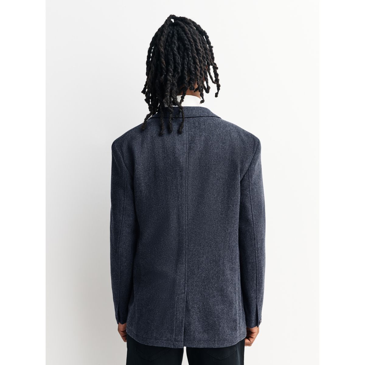 Blazer regular en laine à chevrons bleu marine, NEXT