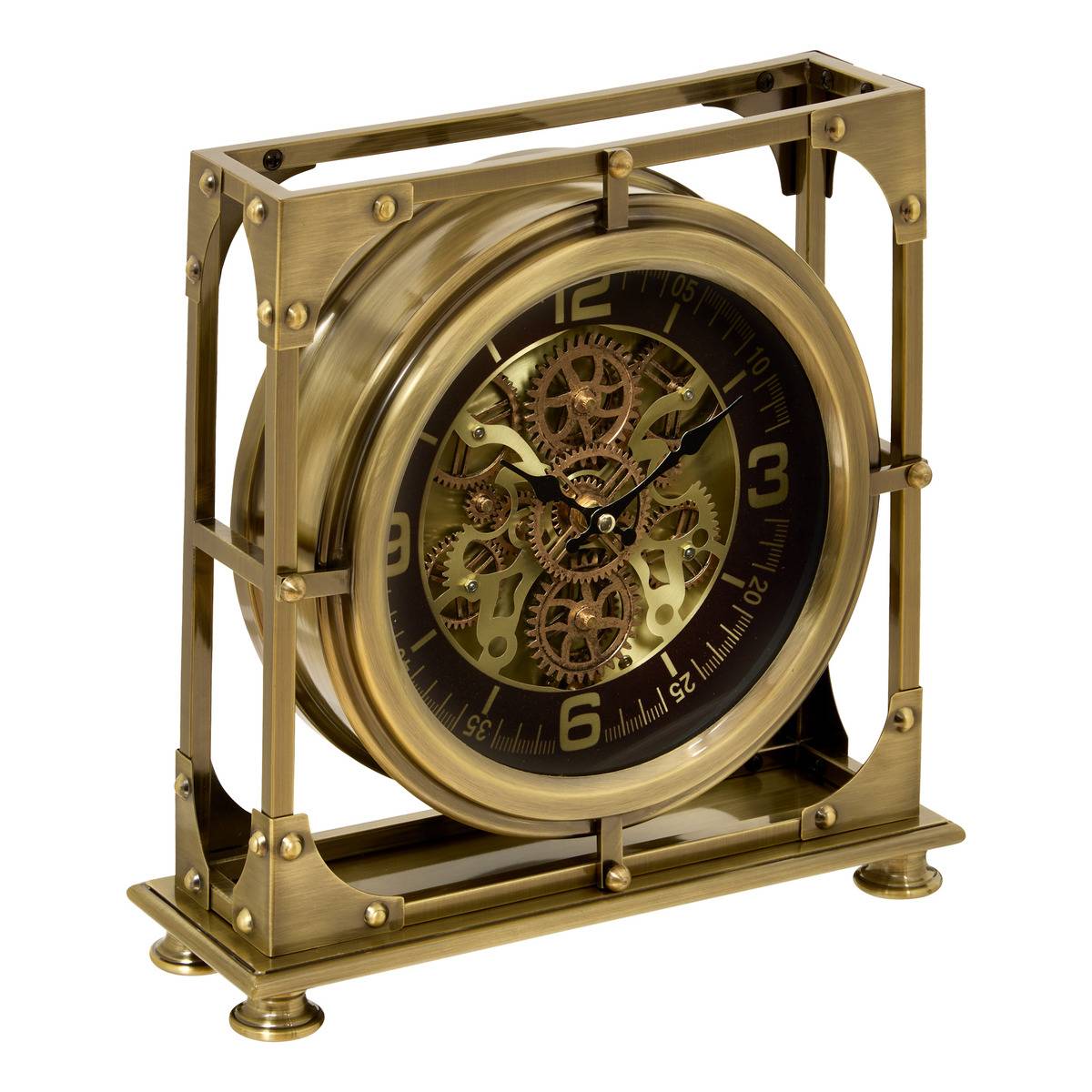 Horloge à poser en acier LOU doré, ATMOSPHERA